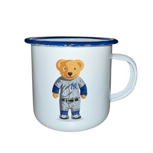 New York Yankees Steel Mug 12oz featuring a uniformed Teddy Bear